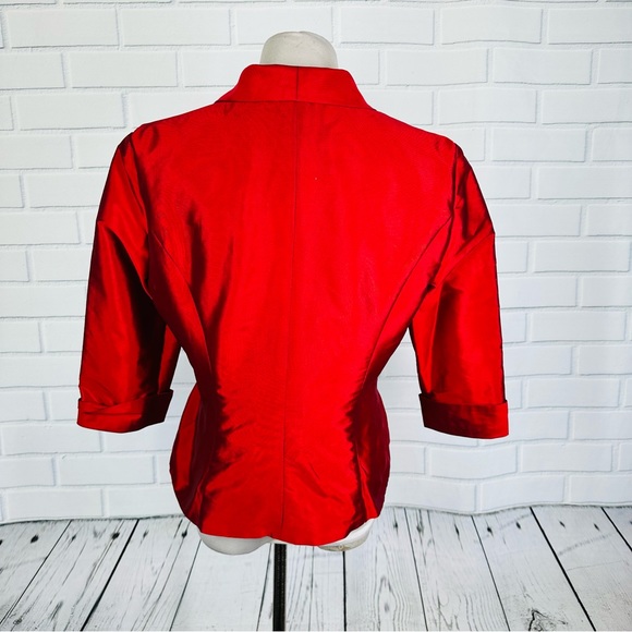 Alex Evenings Red Taffeta Bow Jacket - Size Medium - Picture 5 of 16